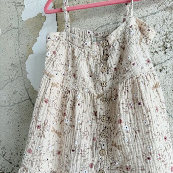 Rylee + Cru Dragonfly Maxi Dress Tiered Ruffles Girls 8-9Y Neutral Crinkle Gauze - Picture 5 of 12